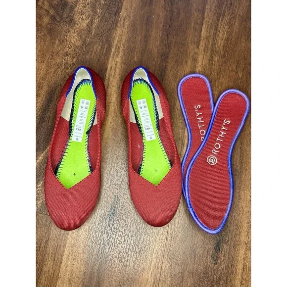 Rothy's Round Toe Ballet Flats Red Size 6.5 EUC!!! - Picture 3 of 5